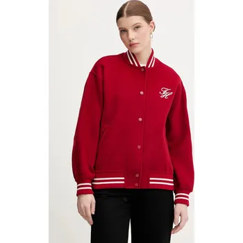 Pánský bomber Bomber bunda s příměsí vlny Tommy Hilfiger WW0WW47760 červená 33X, vel. 36