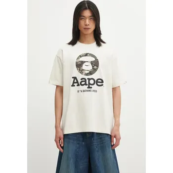 Pánská móda Bavlněné tričko AAPE Basic, XL, béžová, 80X