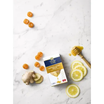 Bonbon Manuka Health New Zealand Limited Bonbóny s Manukovým medem MGO 400+ a vit. C, ochucené zázvorem a citrónem 65 g