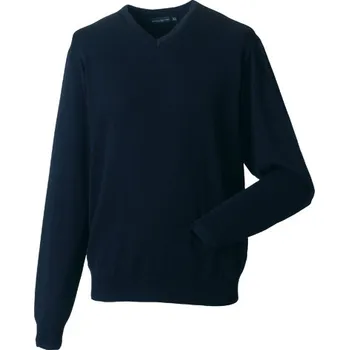 Pánský svetr Russell Collection Pánský pletený svetr s výstřihem do V Barva: French Navy, Velikost: 4XL G_Z710