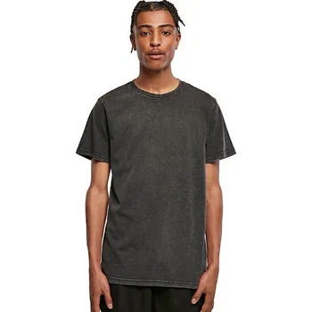 Pánské tričko Build Your Brand Tričko s kulatým výstřihem vyprané kyselinou Barva: Černá, Velikost: XL G_BY190