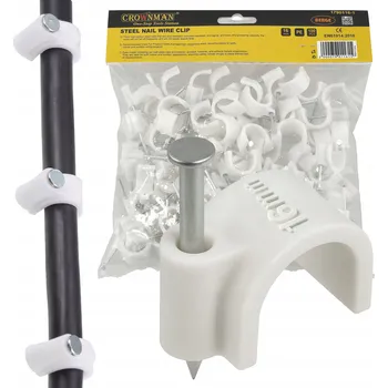 kabelová chránička Kabelové úchyty háčky pro girlandy kabelů s hřebíkem 16mm 100 kusů bílé