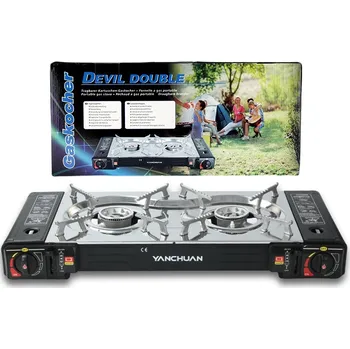 Turistický vařič Přenosný kempingový vařič, 2 hořákový kempingový vařič 2* 1,15kW