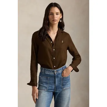 Pánská košile Lněná košile Polo Ralph Lauren bílá barva, relaxed, s klasickým límcem, 211970730 89X, vel. XS