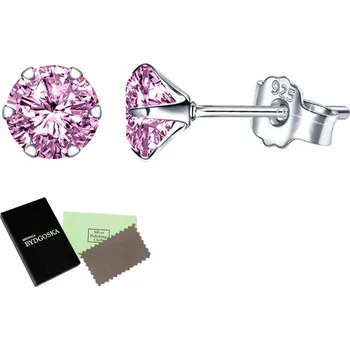 Náušnice STŘÍBRNÉ NÁUŠNICE ZIRKON S RŮŽOVÝMI ZIRKONIEMI, STŘÍBRO PÍZDEK 925