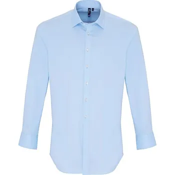 Pánská košile Premier Workwear Pánská bavlněná popelínová košile s dlouhým rukávem Stretch Fit Barva: Pale Blue (ca. Pantone 2717C), Velikost: 3XL G_PW244