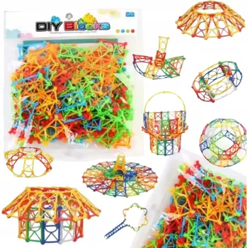 ostatní stavebnice Stavebnice Konstrukční Sada Tyčky Slámky Vzdělávací Barevné 204 dílků