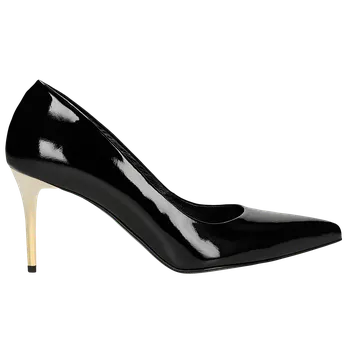 Dámské lodičky Černé Lakované Lodičky Dámské Na Zlatém Podpatku Wojas 3517831 36