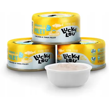 Krmivo pro kočku Lucky Lou Extrafood Kuře a tuňák ve vývaru konzerva 70g