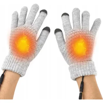 Rukavice Vyhřívané rukavice USB elektrické běhání kolo procházka šedé