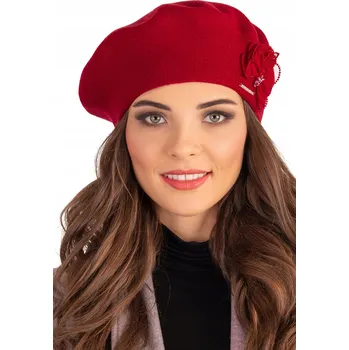 Čepice Elegantní dámský baret teplý červený VIVISENCE 7036