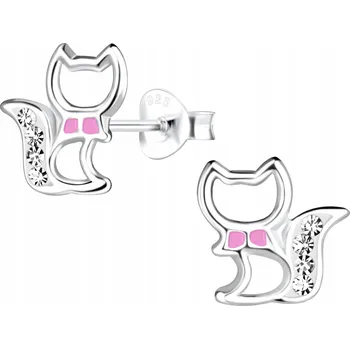 Náušnice NÁUŠNICE KOČIČKY STŘÍBRNÉ PRO DĚTI ŠROUBKY TYČINKY