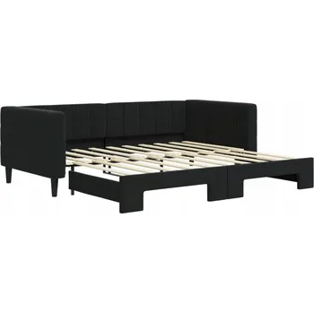 Pohovka Rozkládací pohovka, černá, 90x190 cm, samet