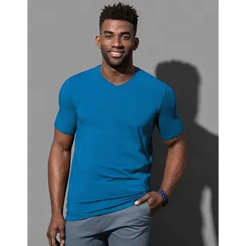 Pánské tričko Stedman® Stretch- Tričko výstřih do V Barva: Modrá, Velikost: S G_S9610