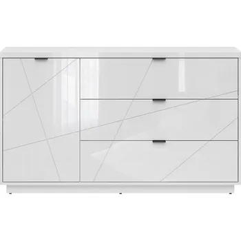 Komoda FORN komoda KOM1D3S, bílý lesk 156x93x42 (SxVxH)