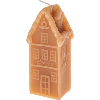 Svíčka Vánoční svíčka z přírodního vosku Domek, 13 cm