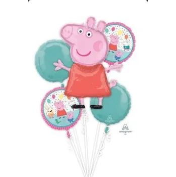 Balónek Buket - Prasátko Pepina - fóliové balónky 5ks