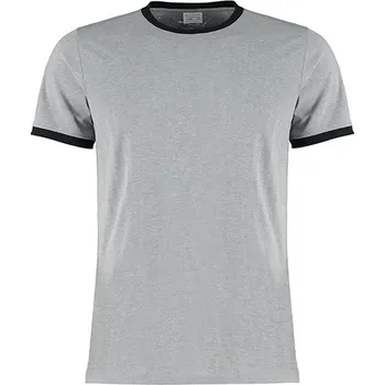 Pánské tričko Kustom Kit Módní tričko Ringer Barva: Light Grey Marl, Velikost: XXL G_K508