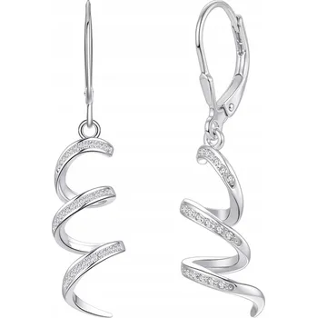 Náušnice STŘÍBRNÉ NÁUŠNICE SPIRÁLY SE ZIRKONY ANGLICKÉ ZAPÍNÁNÍ STŘÍBRO O RYZOSTI 925