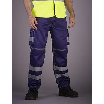 YOKO Hi-Vis Cargo kalhoty s kapsami na podkolenky Barva: Hi-Vis Yellow, Velikost: 40/31 G_YK018T