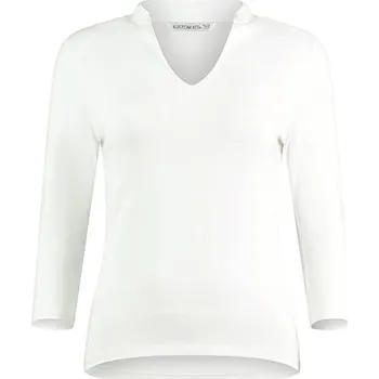 Pánské tričko Kustom Kit Regular Fit Mandarin Collar Top 3/4 rukáv Barva: white, Velikost: XL/XXL (16-18) G_K785