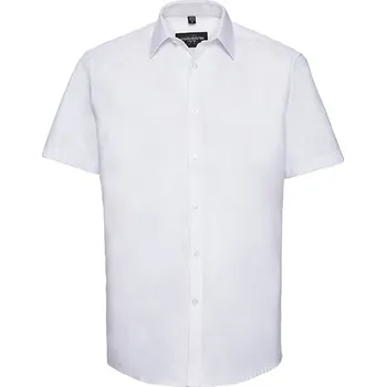 Pánská košile Russell Collection Pánská košile s krátkým rukávem s motivem rybí kosti Barva: white, Velikost: 4XL (49/50) G_Z963