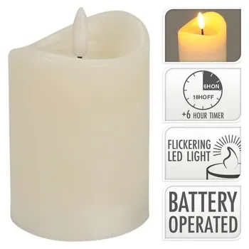 Svíčka LED svíčka 10x7 cm s časovačem, barva slonová kost