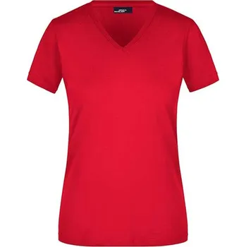 Dámské tričko James&Nicholson Dámské Slim Fit V- Tričko Barva: red, Velikost: S G_JN972