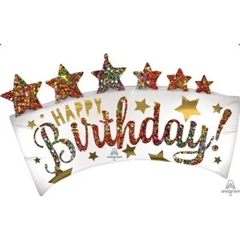 Balónek Banner bílý třpytkový HB 86x48cm - fóliový balónek