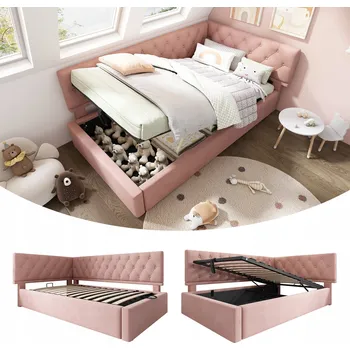 Postel Jednolůžková dřevěná postel Arhatreya 90x200 růžová