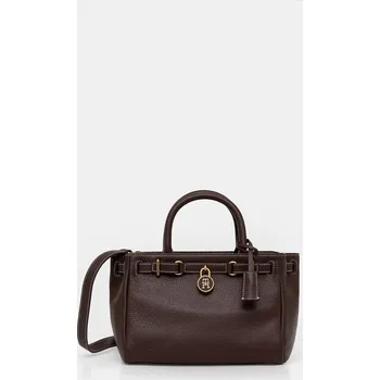 Kabelka Kožená kabelka Tommy Hilfiger zelená barva, AW0AW17926 89X, vel. ONE SIZE