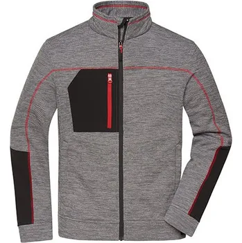Pánská casual bunda James&Nicholson Pánská fleecová bunda se strukturou Barva: Carbon Melange, Velikost: 4XL G_JN1818