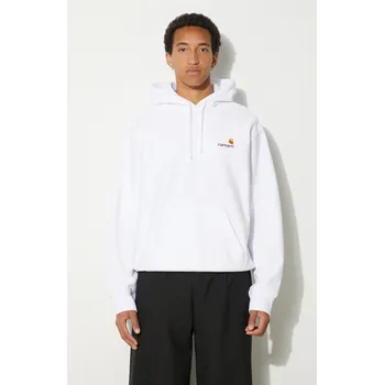 Pánská mikina Mikina Carhartt WIP Hooded American Script pánská, bílá barva, s kapucí, s aplikací, I028279.02XX, L, 00X