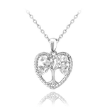 2193 MINET Stříbrný náhrdelník STROM ŽIVOTA V SRDCI s bílými zirkony Délka: 45