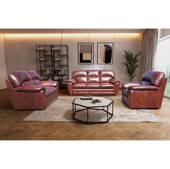 Sedací souprava Askont Rajko: Celokožená sedací souprava 3+2+1 brownish