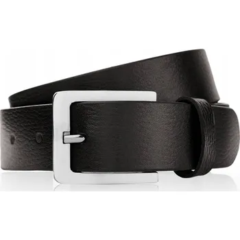 Opasek Pásek pánský kožený 90 cm černý s klasickou stříbrnou sponou 01Z0190