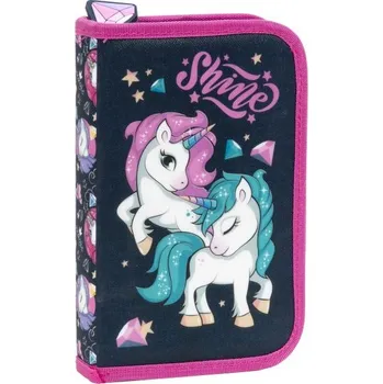 Set školních potřeb ŠKOLNÍ JEDNOPATROVÝ PENÁL S KLOPOU JEDNOROŽEC Unicorn VYBAVENÝ PWJJR14