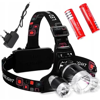 Čelovka dobíjecí 3x LED XM-L T6 silná svítilna na hlavu