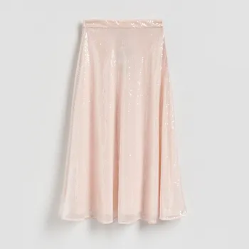 Dámské oblečení Reserved - Midi sukně s flitry - růžová - 216IT-30X - 216IT-30X-M