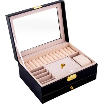 Šperkovnice Černá šperkovnice s tvrzeným víkem 9002108-1