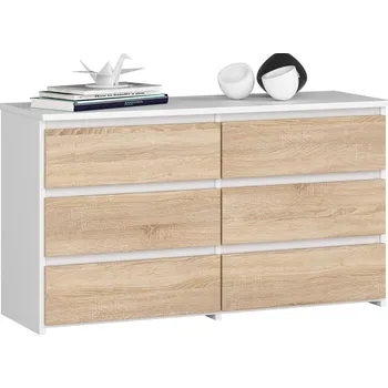Dětská skříň KOMODA CL100 6SZ PK BÍLÁ / DUB SONOMA