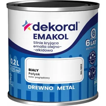 Vrták Alkydová emailová barva na dřevo Dekoral 0,2 l bílá lesklá