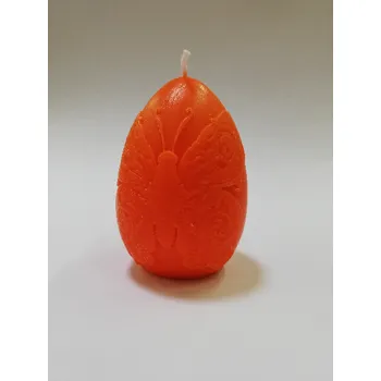 Svíčka Svíčka vonná z parafínového vosku - vejce s motýlem oranžové - Meruňka