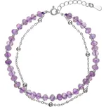 Stříbrný dvojitý náramek s ametysty 13115.3