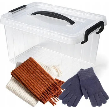 Úložný box Nádoba 20 l s víkem a klipsami, průhledný úložný box