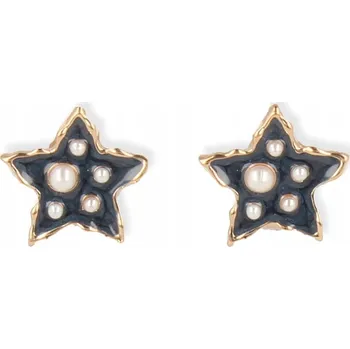 Náušnice Náušnice klipsy tmavě modré hvězdičky s perličkami