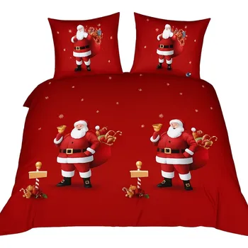 Povlečení SADA POVLEČENÍ POVLAKU 160x200 + 2 POVLAKY NA POLŠTÁŘE S VÁNOČNÍM VZOREM, 3 3 Č. SILNÉ