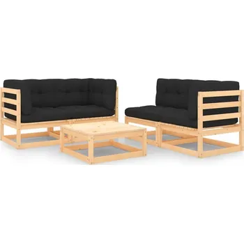 VidaXL 5dílná zahradní souprava s poduškami, masivní borové dřevo