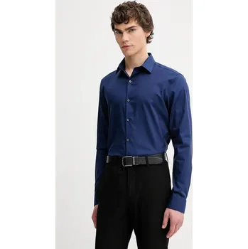 Pánská košile Košile Calvin Klein pánská, modrá barva, slim, s klasickým límcem, LV019EU090 59X, vel. 43