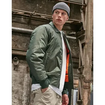 Pánská casual bunda Build Your Brand Bunda Bomber s límcem Barva: Olivová, Velikost: XL G_BY157